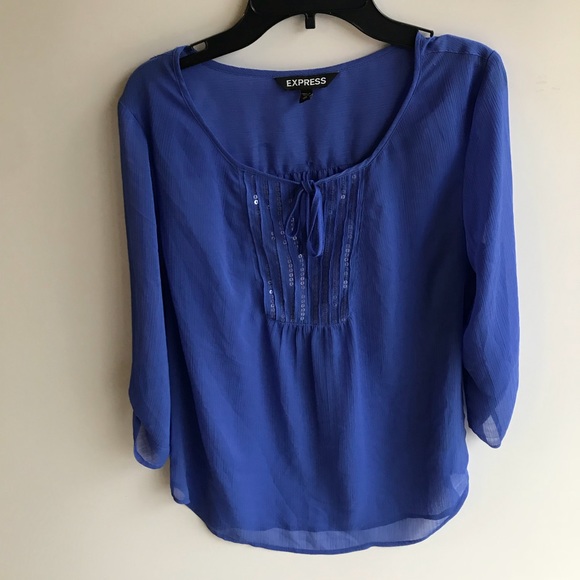 Express Tops - Purple Express sequenced size XS Roll sleeve top